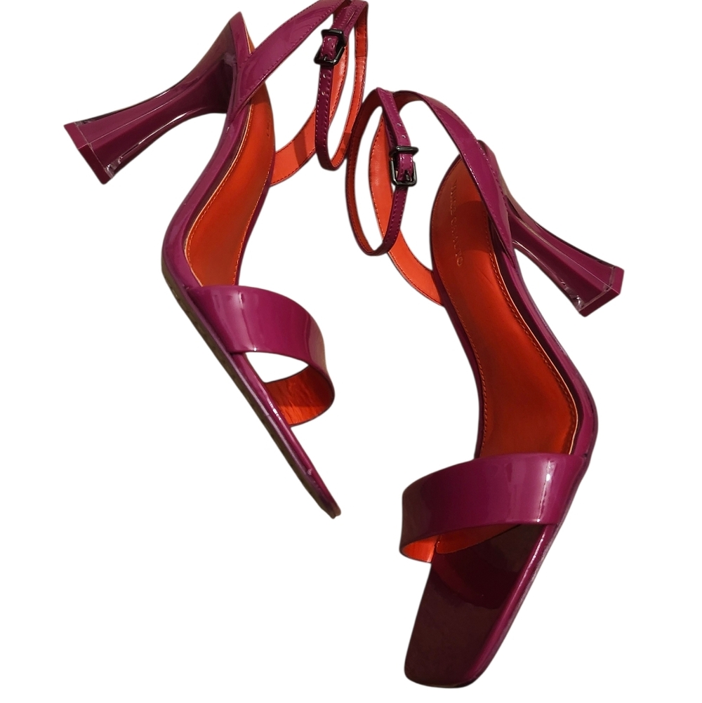 Vince Camuto Women's Magenta Ankle Wrap Strappy Sandals - 9.5 Lucite Heel